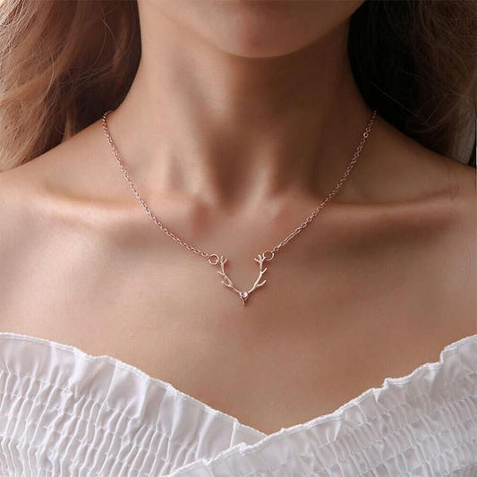 Christ Christmas Little Antler Deer Head Elk Necklace Classic Color Chokers Necklaces For Women - Valo Rings